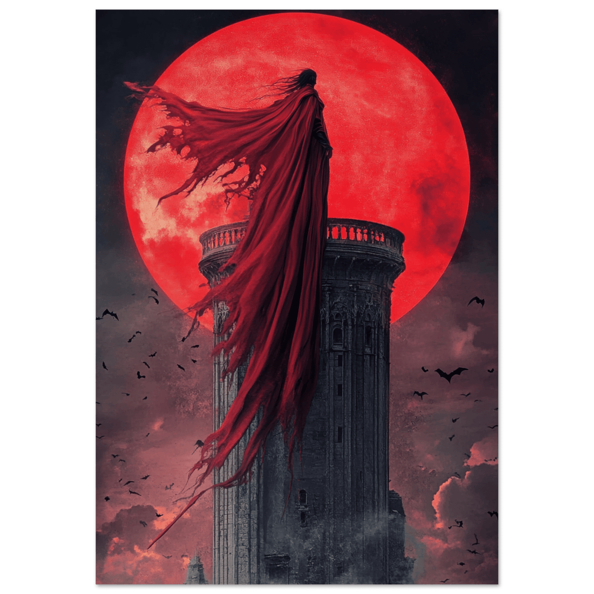 Gothic Vampire Sorcerer in a Moonlit Castle 6 - Shop Ai Art WebShop - Digital Art online Store