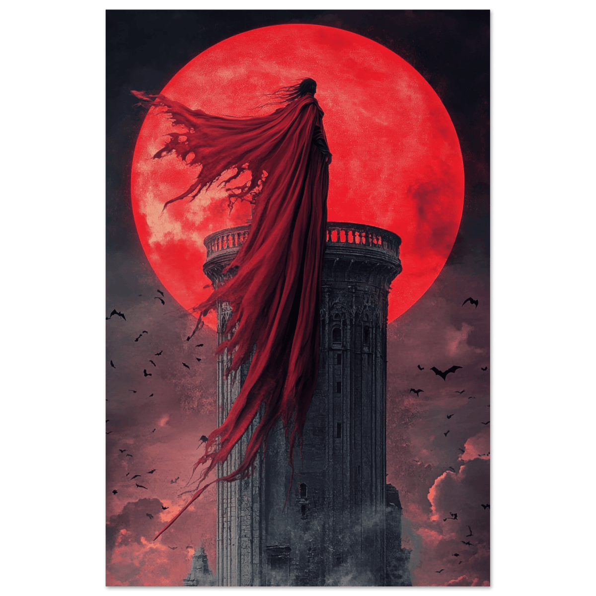 Gothic Vampire Sorcerer in a Moonlit Castle 6 - Shop Ai Art WebShop - Digital Art online Store
