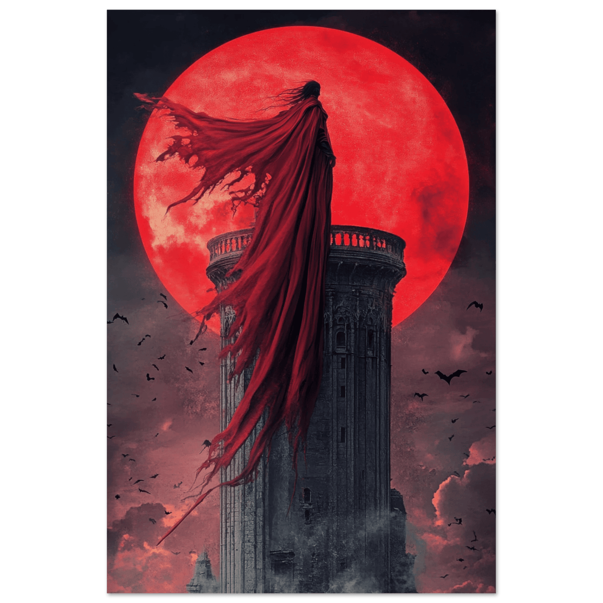 Gothic Vampire Sorcerer in a Moonlit Castle 6 - Shop Ai Art WebShop - Digital Art online Store