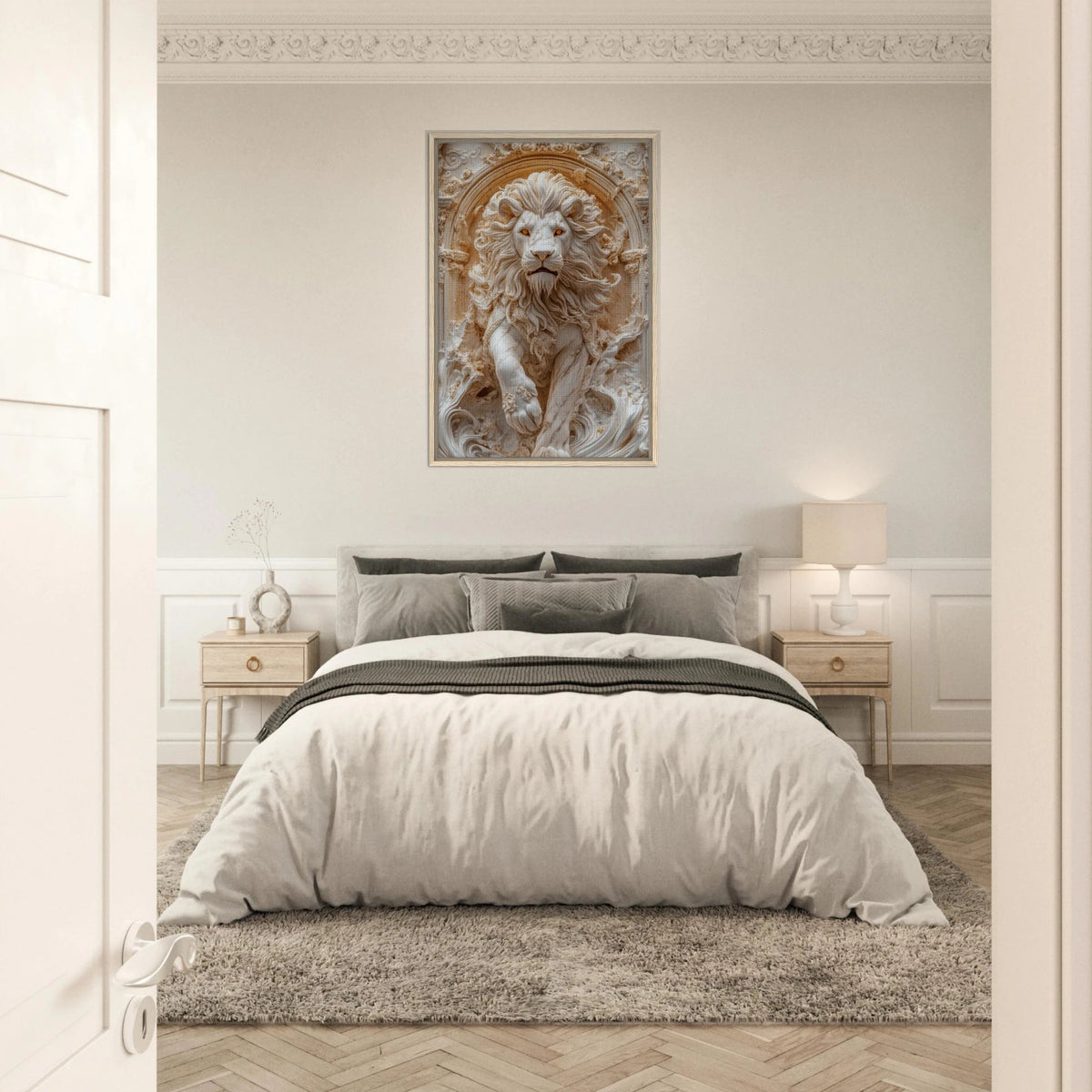 Heavenly lion mount made from white marble and 0 - Shop Ai Art WebShop - Digital Art online Store
