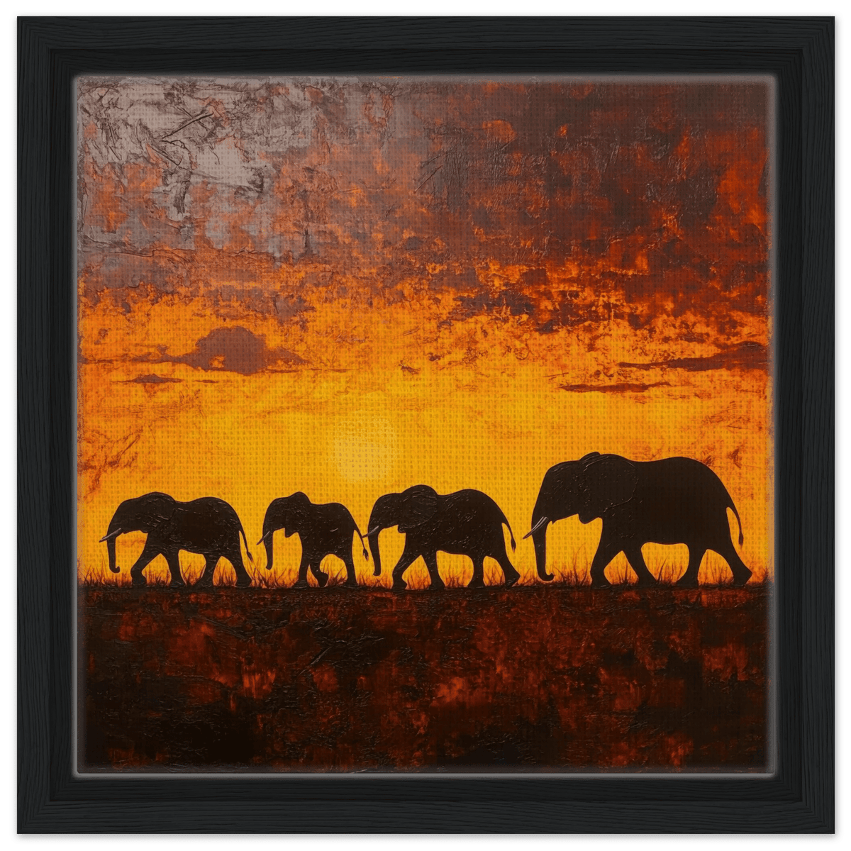 Herd of Elephants at Sunset 1 - Shop Ai Art WebShop - Digital Art online Store