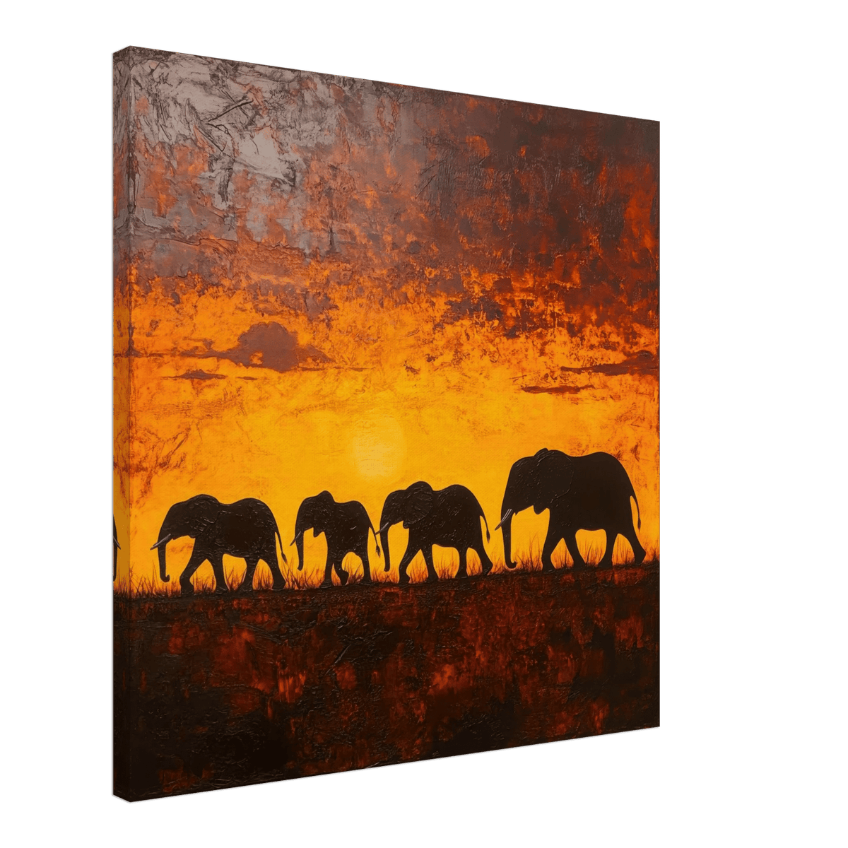 Herd of Elephants at Sunset 1 - Shop Ai Art WebShop - Digital Art online Store