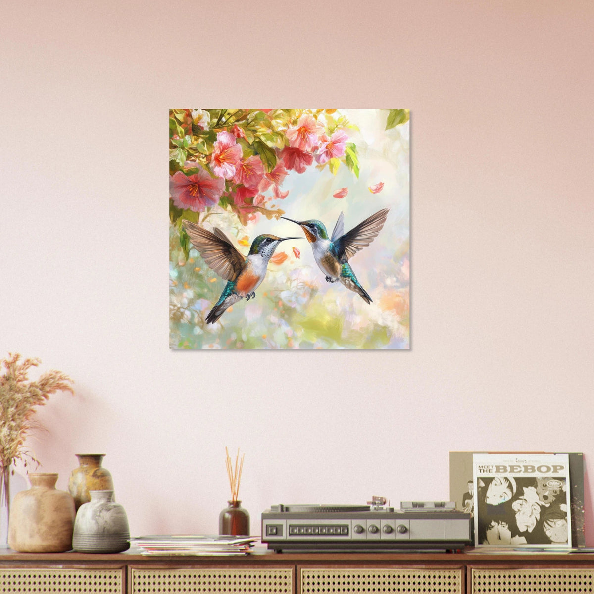Hummingbirds Feeding on Flowers 1 - Shop Ai Art WebShop - Digital Art online Store
