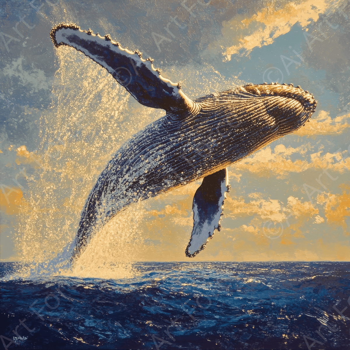 Humpback Whale Breaching the Ocean 3 - Shop Ai Art WebShop - Digital Art online Store