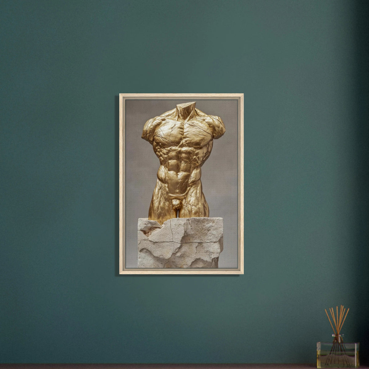 Hybrid centaur torso cast in brushed gold marb 2 - Shop Ai Art WebShop - Digital Art online Store