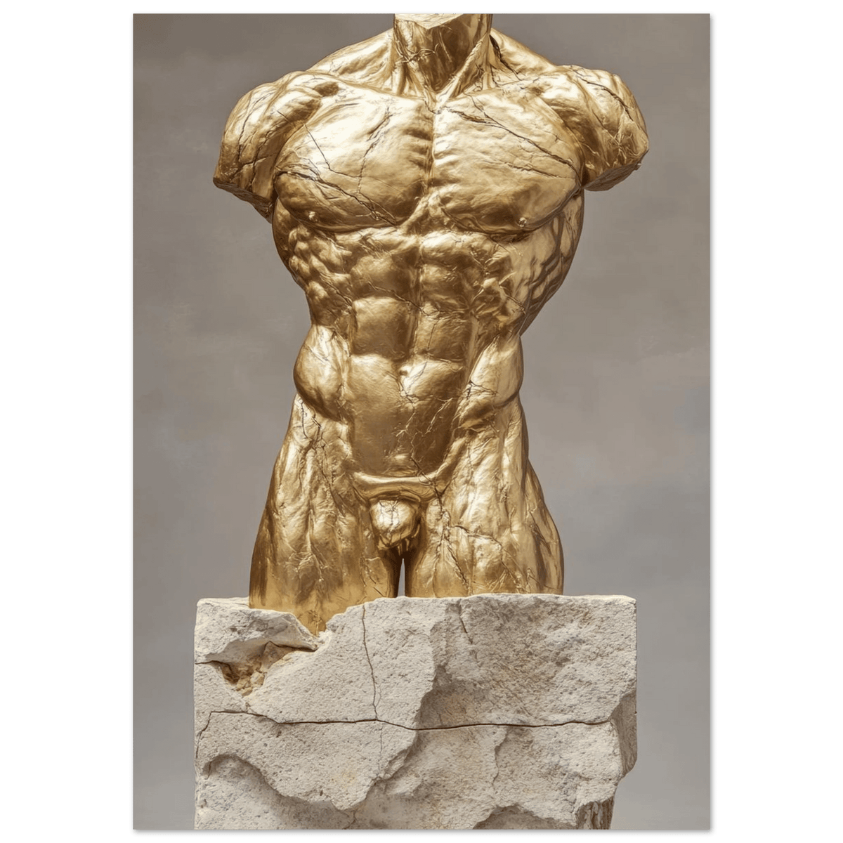 Hybrid centaur torso cast in brushed gold marb 2 - Shop Ai Art WebShop - Digital Art online Store