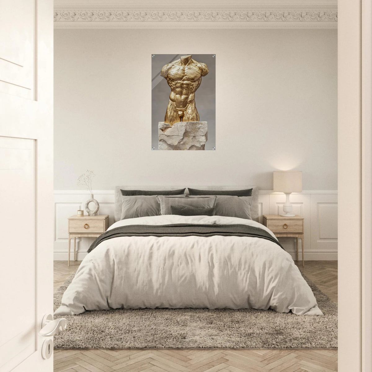 Hybrid centaur torso cast in brushed gold marb 2 - Shop Ai Art WebShop - Digital Art online Store