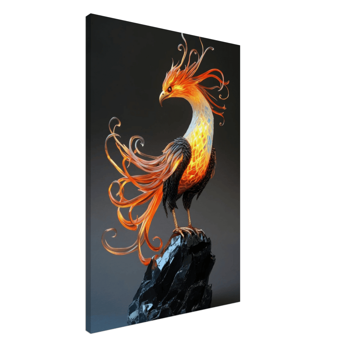 Hybrid phoenix with curling opal flame feather 2 - Shop Ai Art WebShop - Digital Art online Store