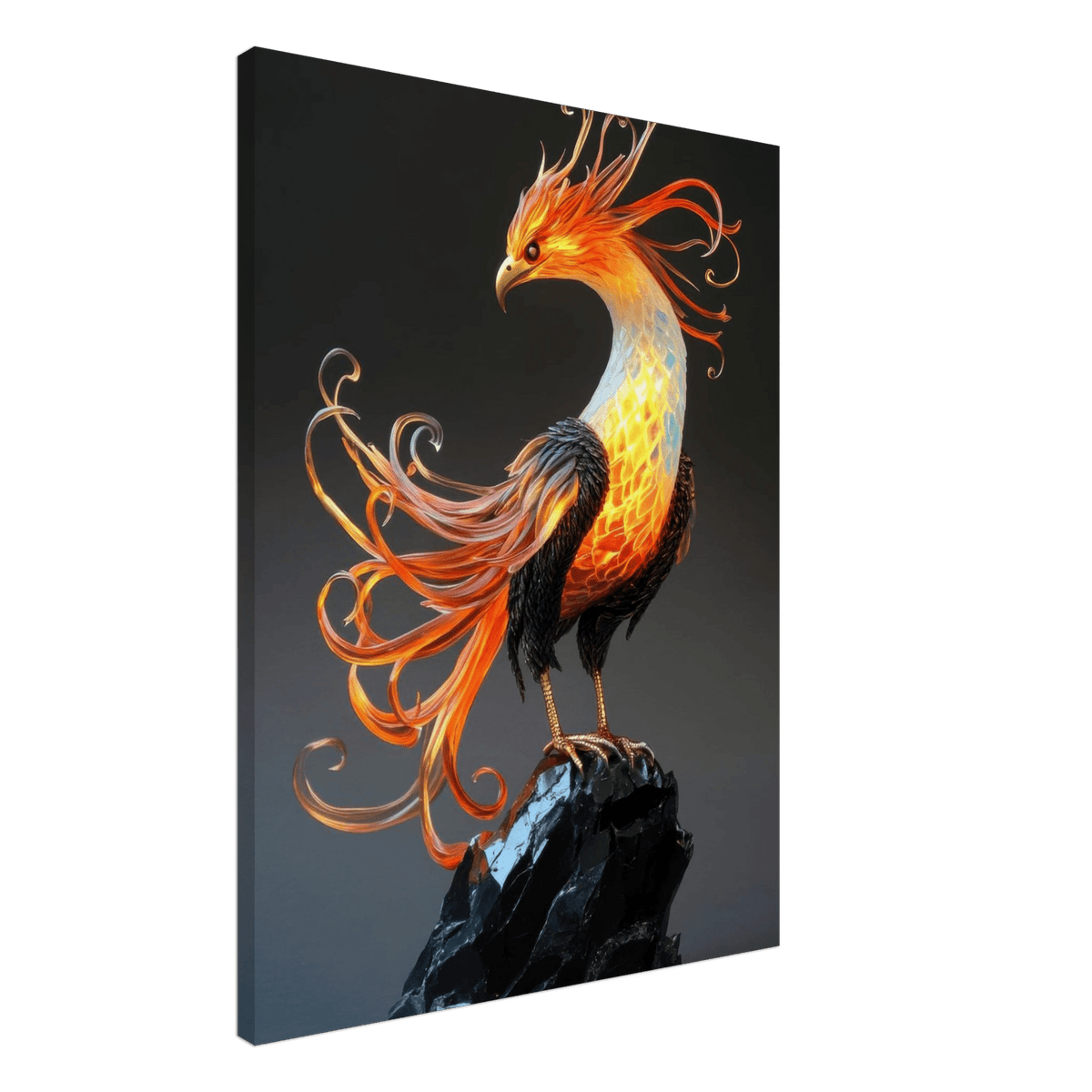 Hybrid phoenix with curling opal flame feather 2 - Shop Ai Art WebShop - Digital Art online Store