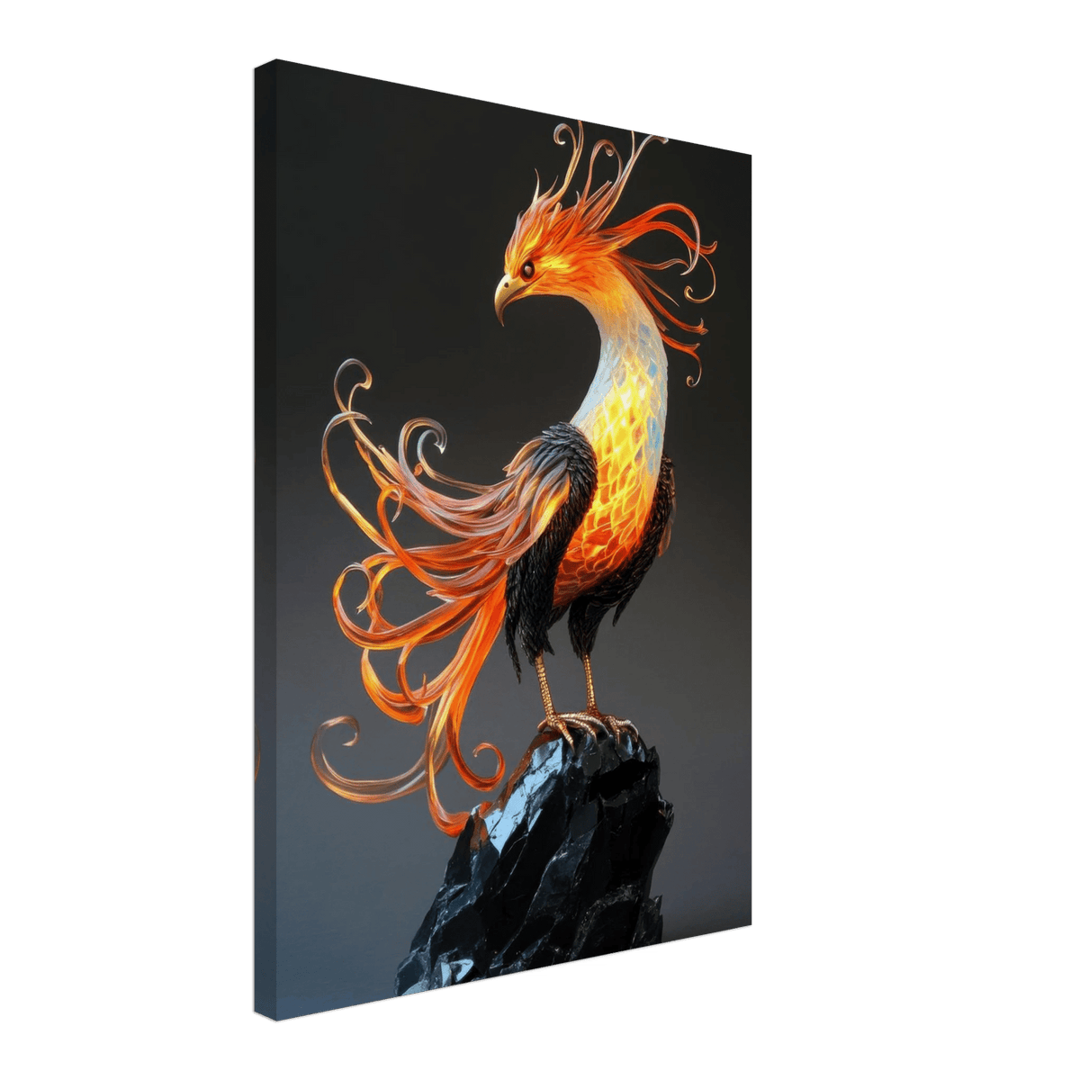 Hybrid phoenix with curling opal flame feather 2 - Shop Ai Art WebShop - Digital Art online Store