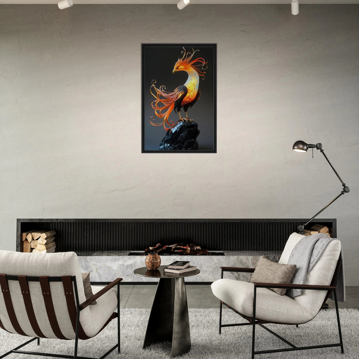 Hybrid phoenix with curling opal flame feather 2 - Shop Ai Art WebShop - Digital Art online Store