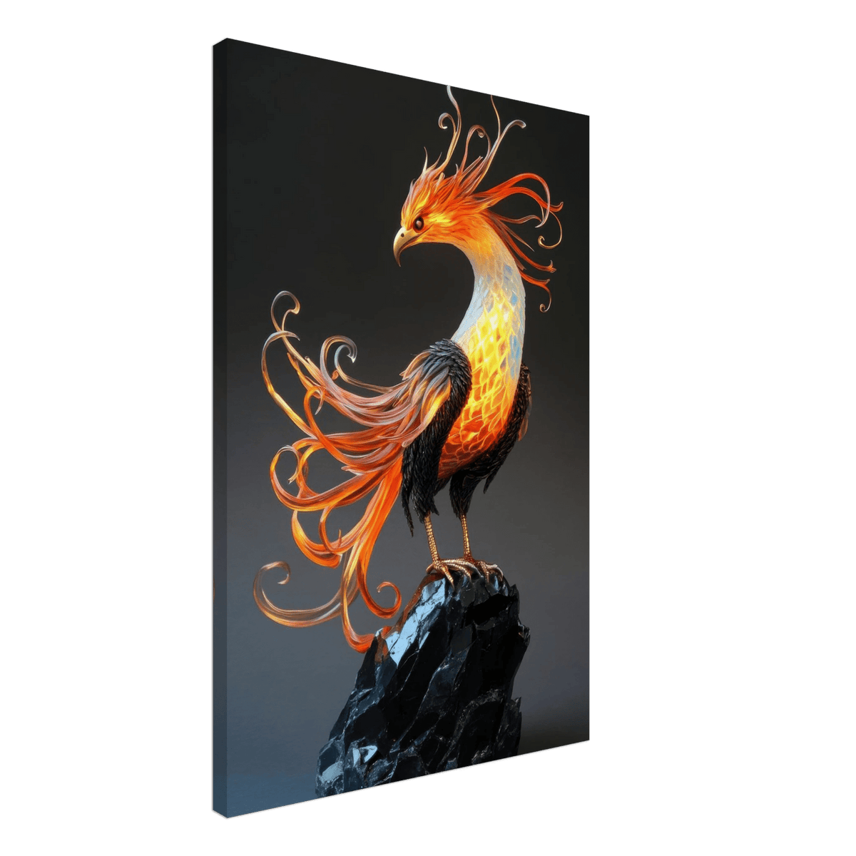 Hybrid phoenix with curling opal flame feather 2 - Shop Ai Art WebShop - Digital Art online Store
