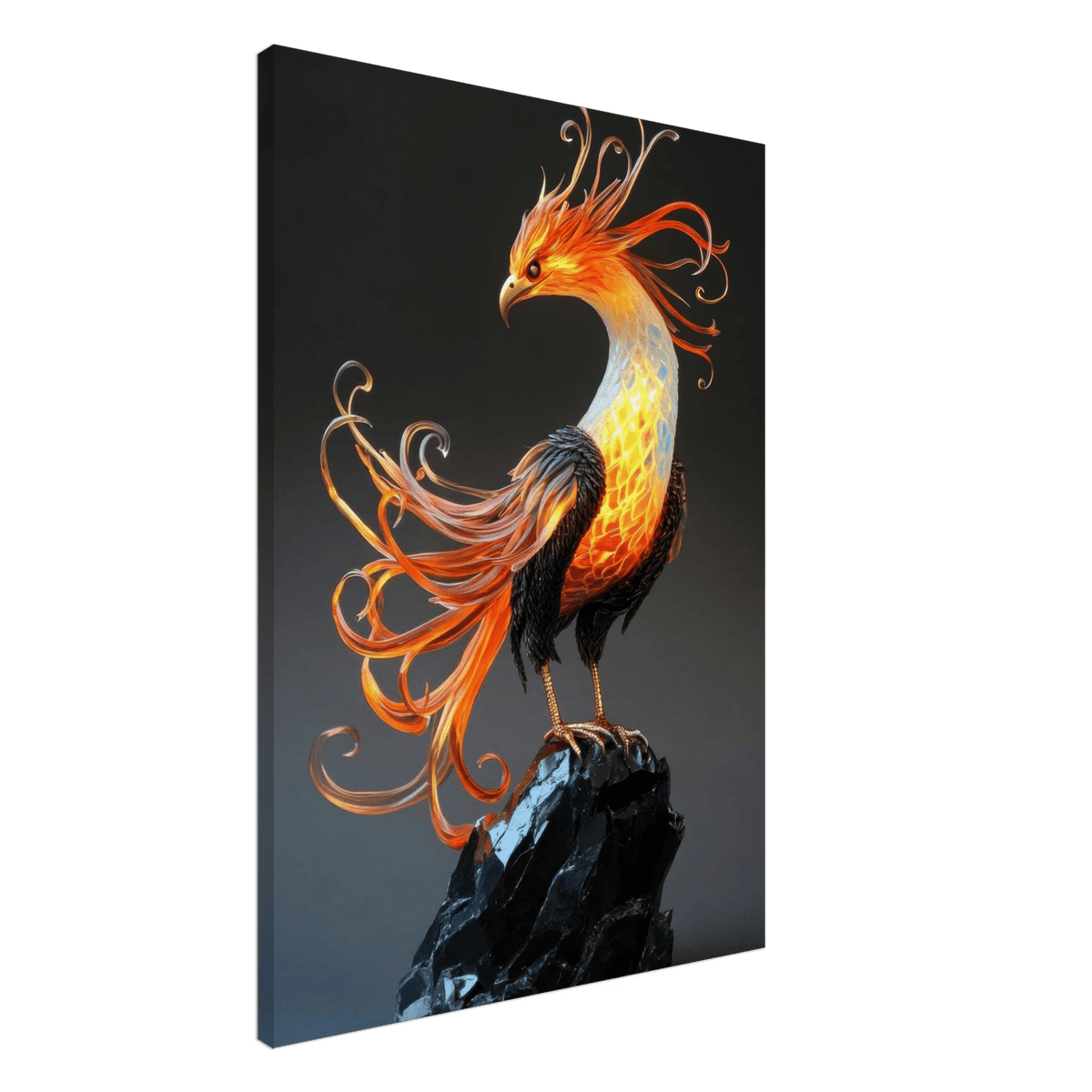 Hybrid phoenix with curling opal flame feather 2 - Shop Ai Art WebShop - Digital Art online Store