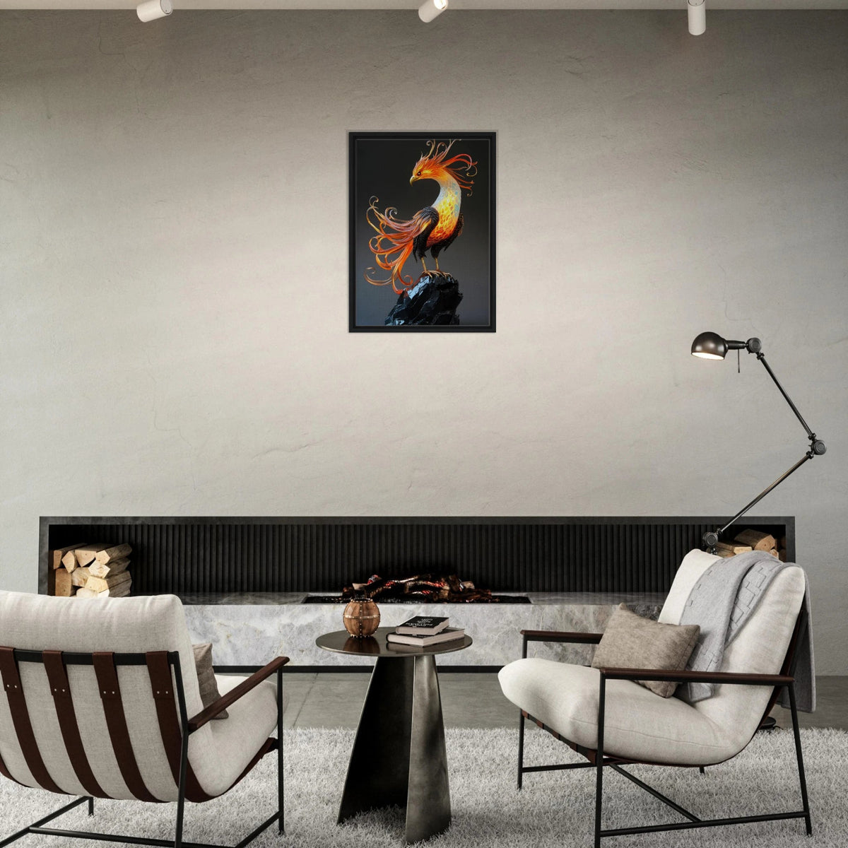 Hybrid phoenix with curling opal flame feather 2 - Shop Ai Art WebShop - Digital Art online Store