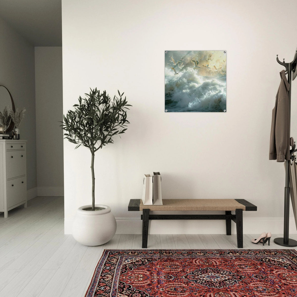 Impressionism beautiful seawaves with seagels flying around 2 - Shop Ai Art WebShop - Digital Art online Store