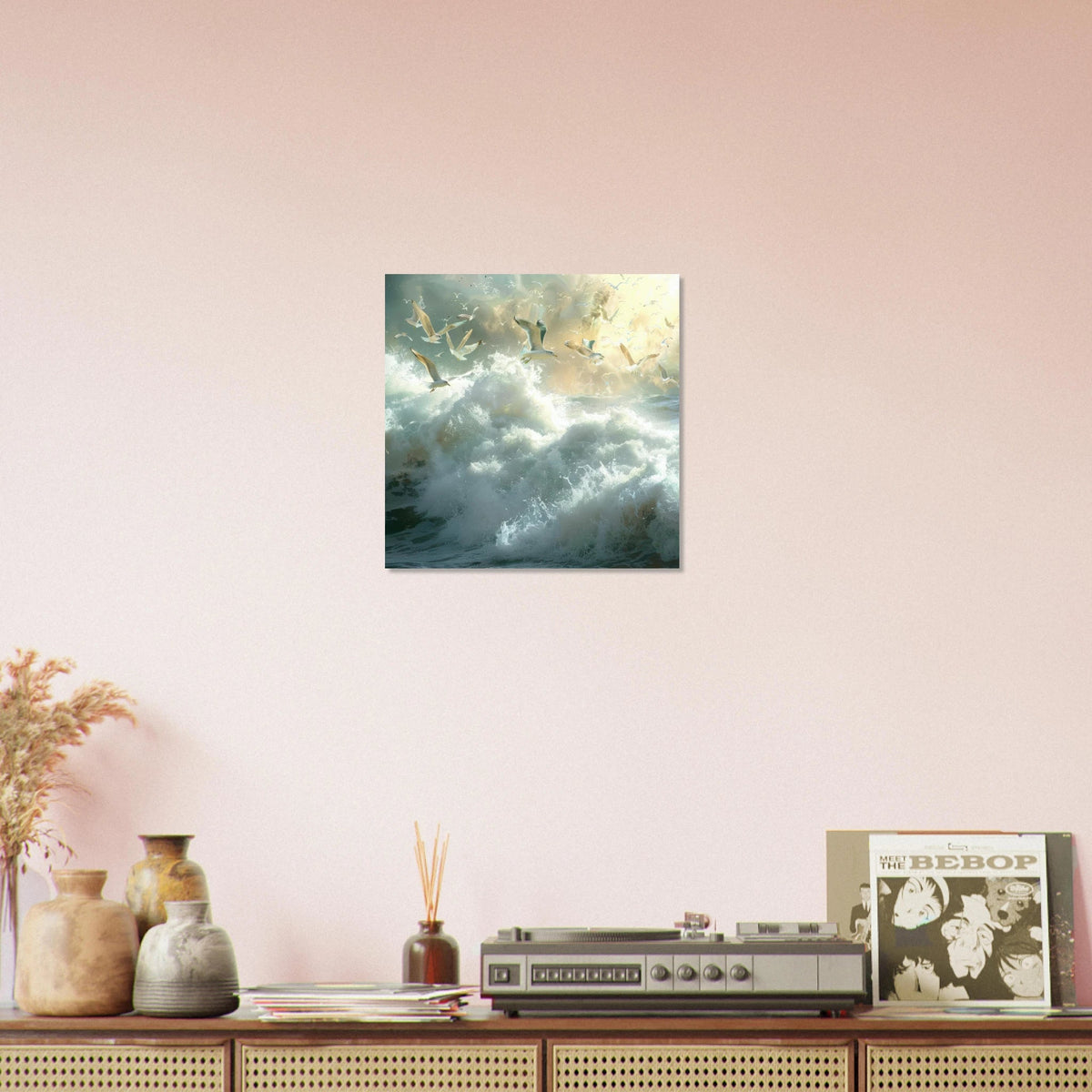 Impressionism beautiful seawaves with seagels flying around 2 - Shop Ai Art WebShop - Digital Art online Store