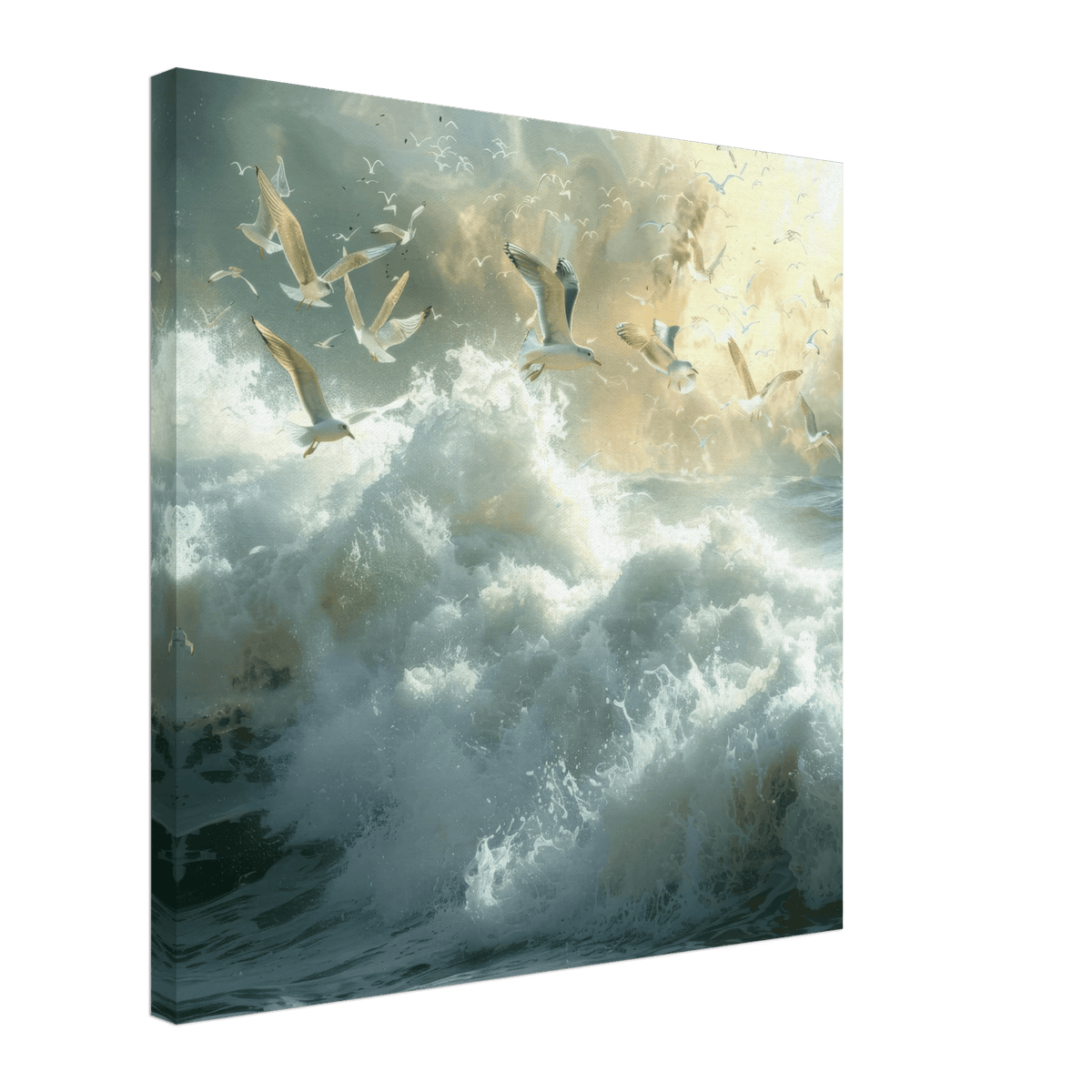 Impressionism beautiful seawaves with seagels flying around 2 - Shop Ai Art WebShop - Digital Art online Store