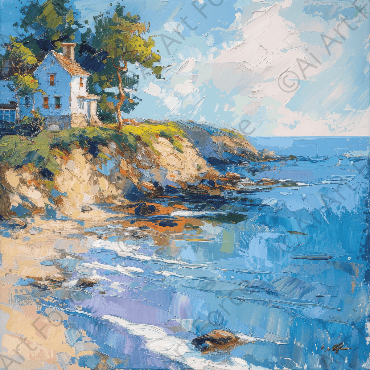 Impressionism coastal style beach feeling 5 - Shop Ai Art WebShop - Digital Art online Store