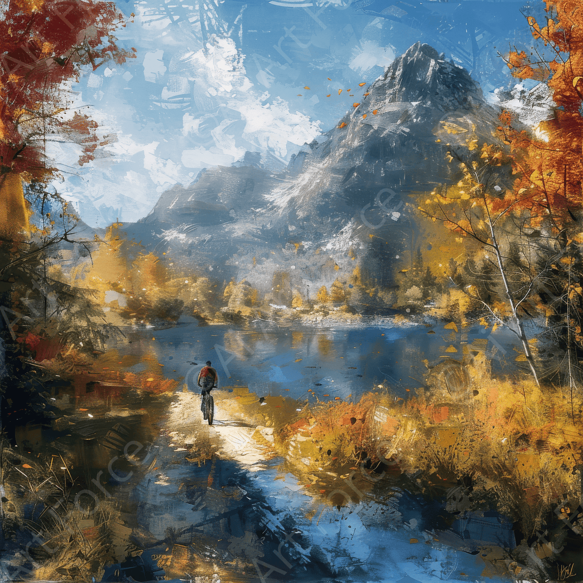 Impressionism cycling through beautiful nature 1 - Shop Ai Art WebShop - Digital Art online Store