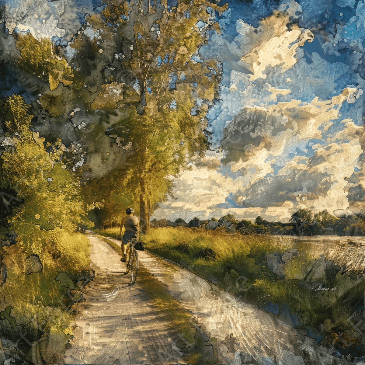 Impressionism cycling through beautiful nature 7 - Shop Ai Art WebShop - Digital Art online Store