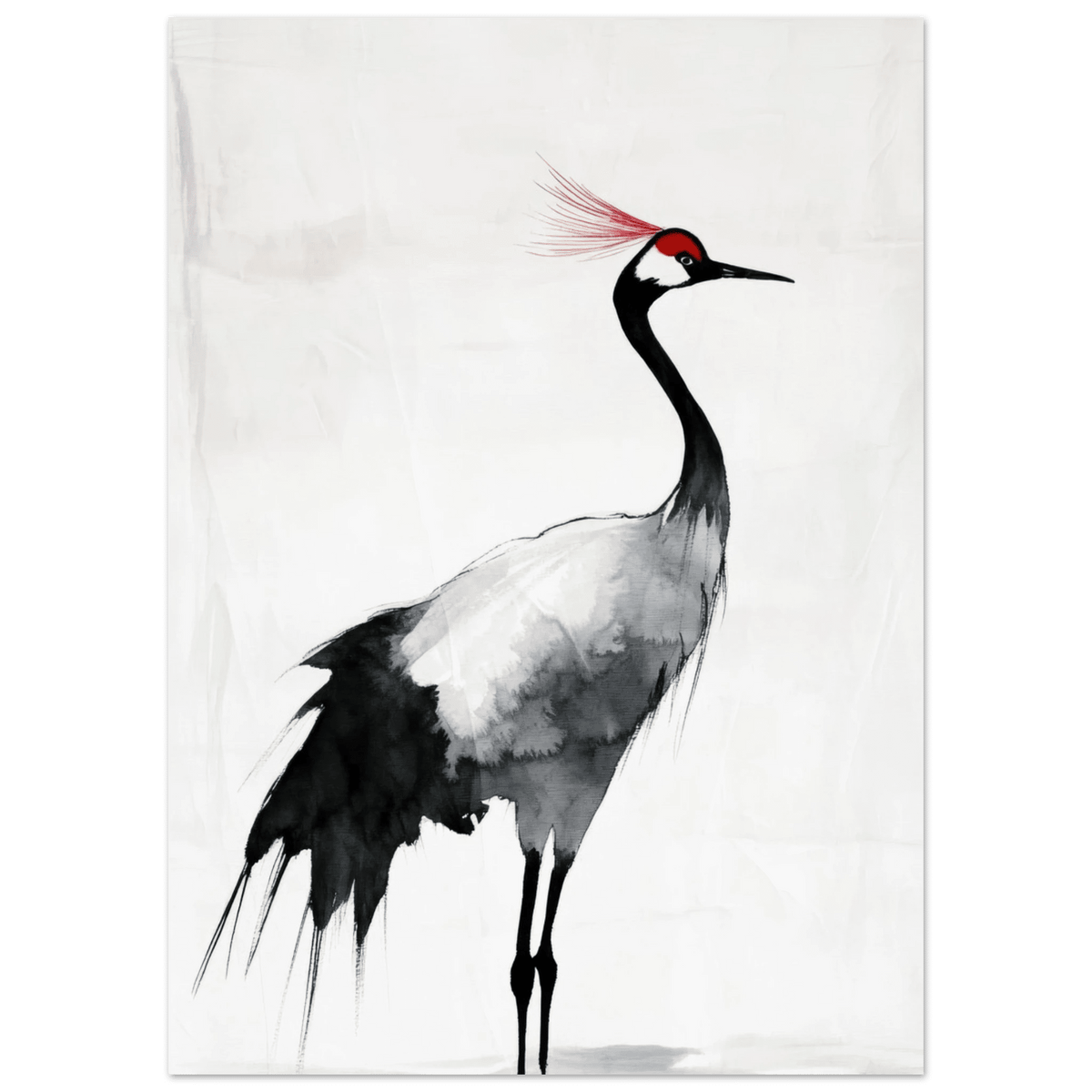 Japanese Ink Wash Painting of a Crane A graceful 2 - Shop Ai Art WebShop - Digital Art online Store