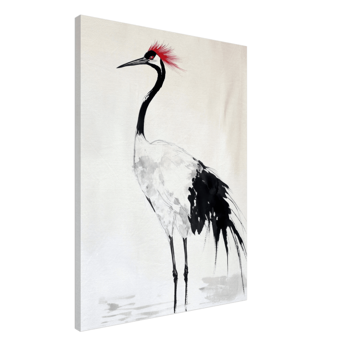 Japanese Ink Wash Painting of a Crane A graceful - Shop Ai Art WebShop - Digital Art online Store