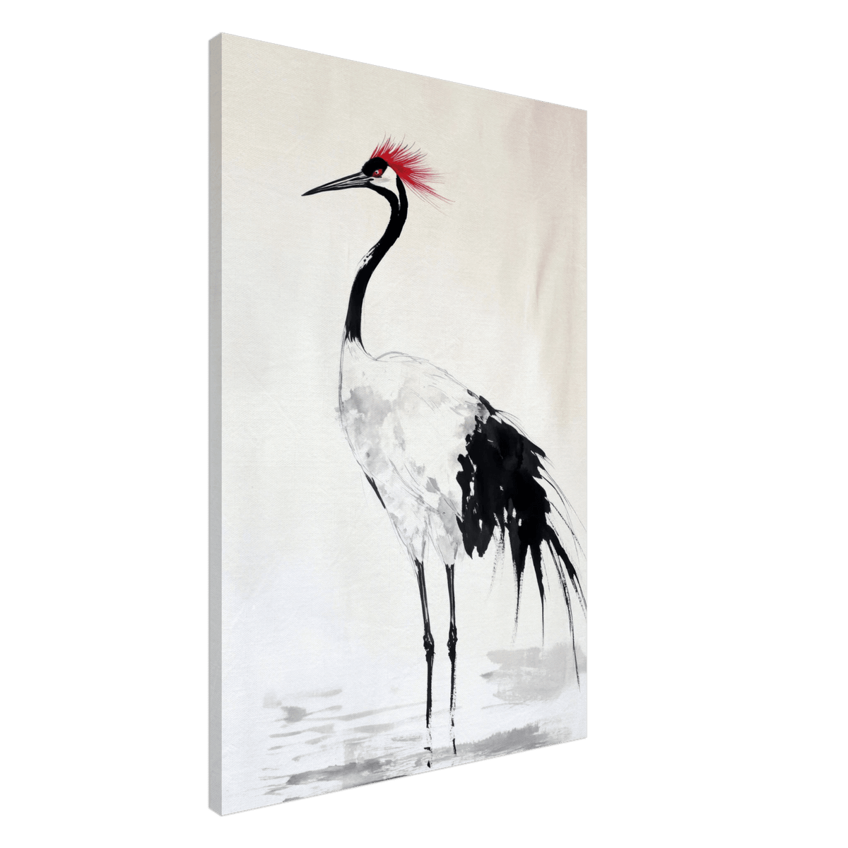 Japanese Ink Wash Painting of a Crane A graceful - Shop Ai Art WebShop - Digital Art online Store