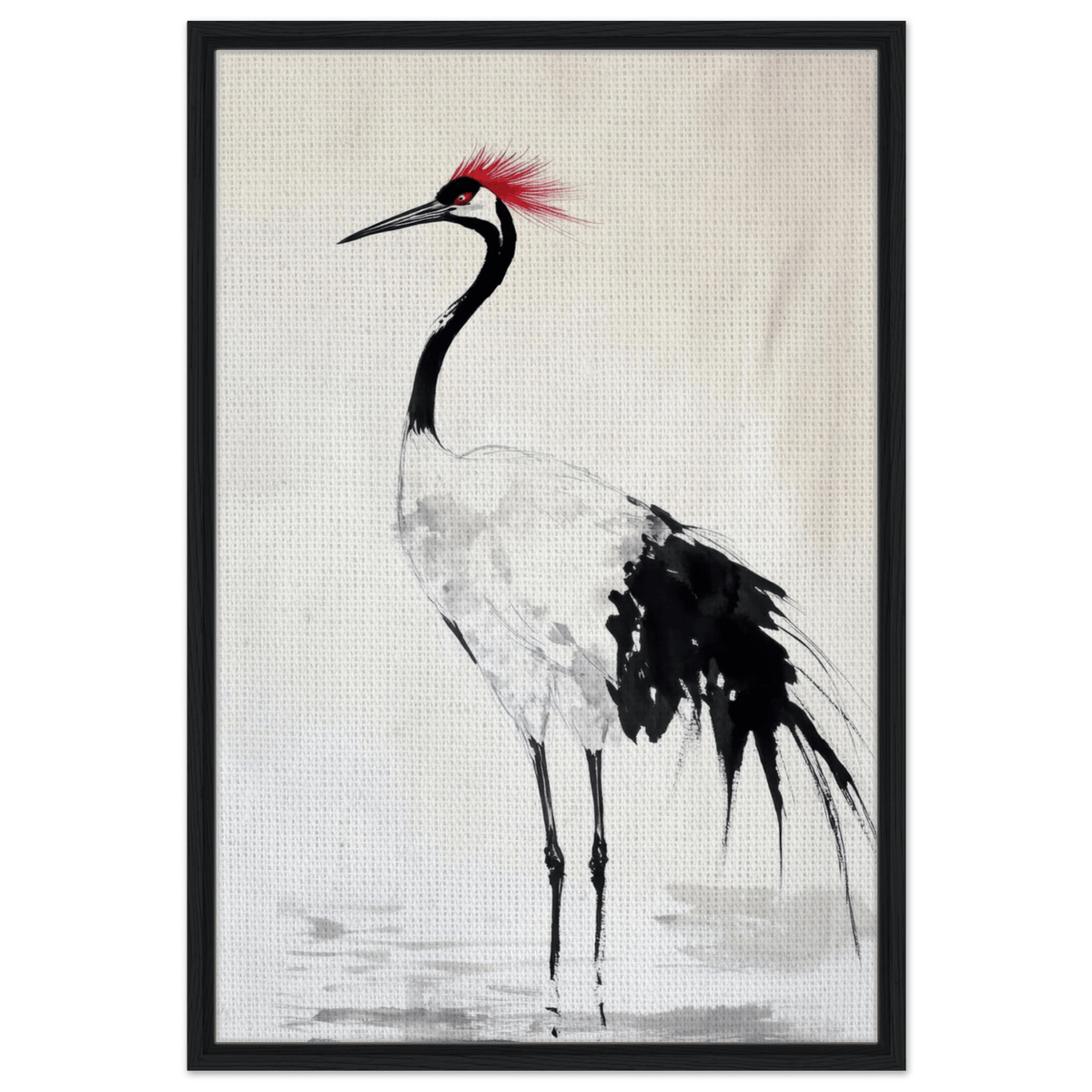 Japanese Ink Wash Painting of a Crane A graceful - Shop Ai Art WebShop - Digital Art online Store