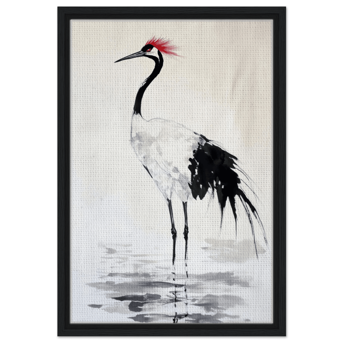 Japanese Ink Wash Painting of a Crane A graceful - Shop Ai Art WebShop - Digital Art online Store