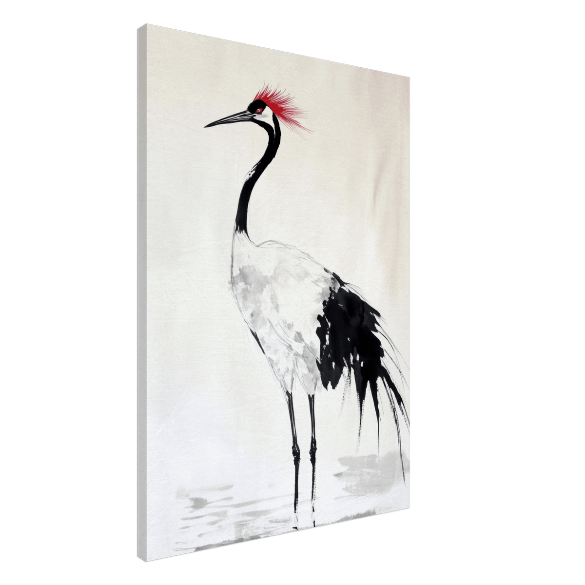 Japanese Ink Wash Painting of a Crane A graceful - Shop Ai Art WebShop - Digital Art online Store