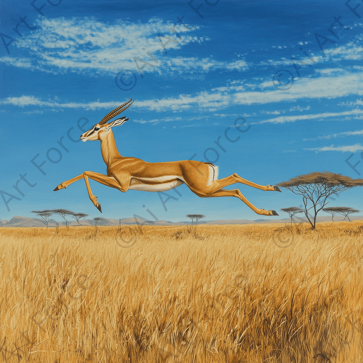 Leaping Gazelle in the African Plains 2 - Shop Ai Art WebShop - Digital Art online Store