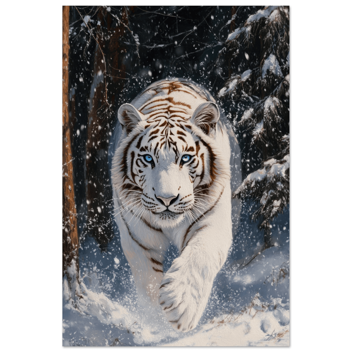 Majestic White Tiger in a Snowy Forest A powerful 3 - Shop Ai Art WebShop - Digital Art online Store