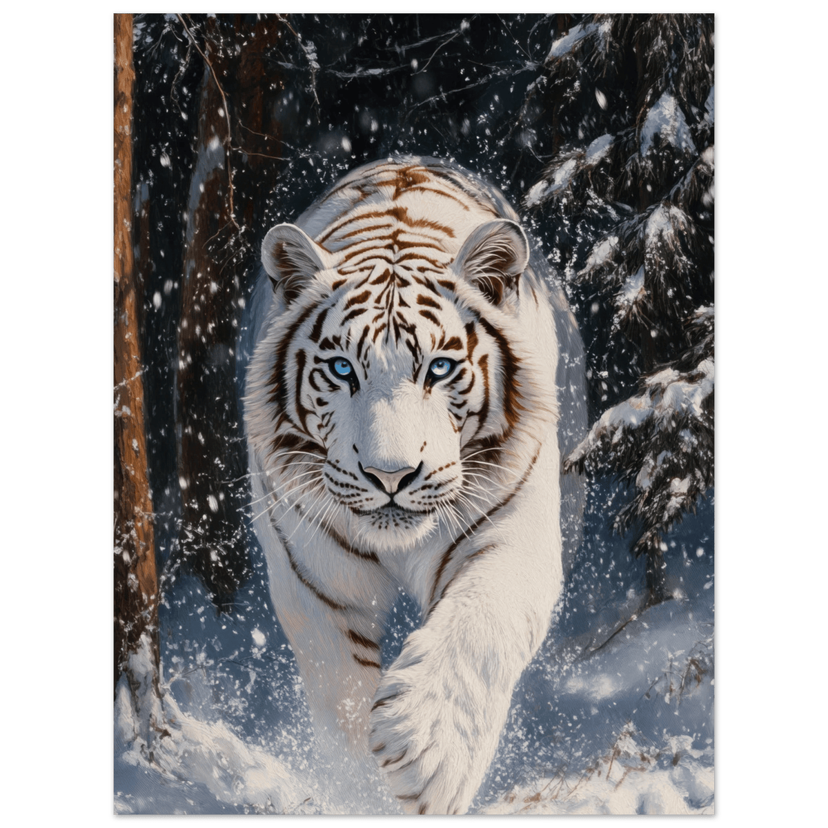 Majestic White Tiger in a Snowy Forest A powerful 3 - Shop Ai Art WebShop - Digital Art online Store
