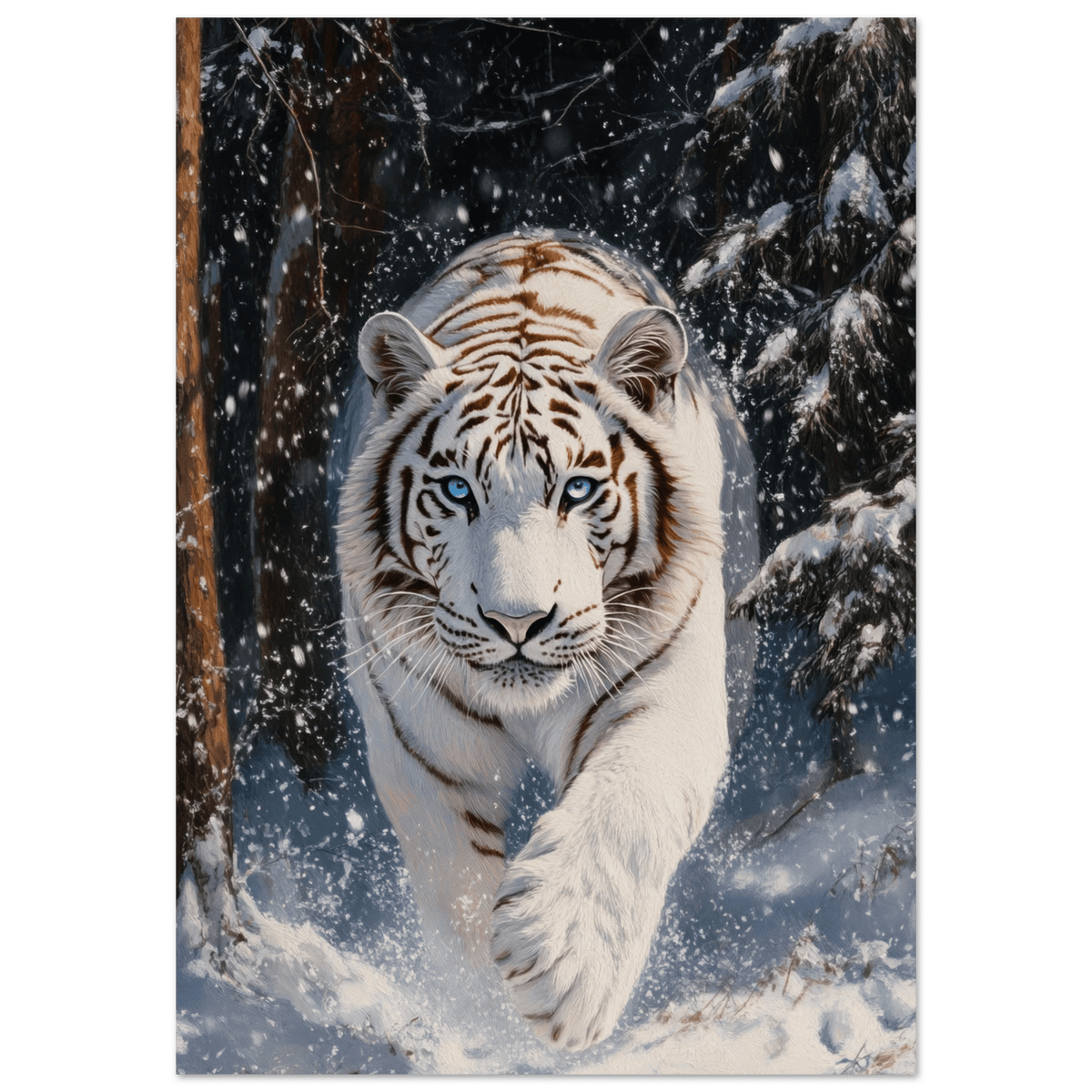 Majestic White Tiger in a Snowy Forest A powerful 3 - Shop Ai Art WebShop - Digital Art online Store