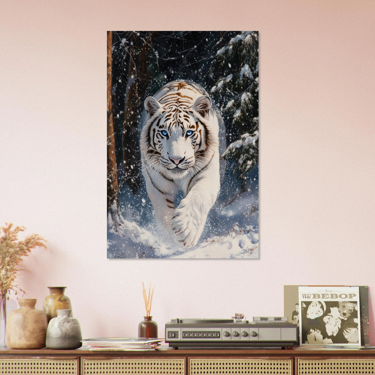 Majestic White Tiger in a Snowy Forest A powerful 3 - Shop Ai Art WebShop - Digital Art online Store