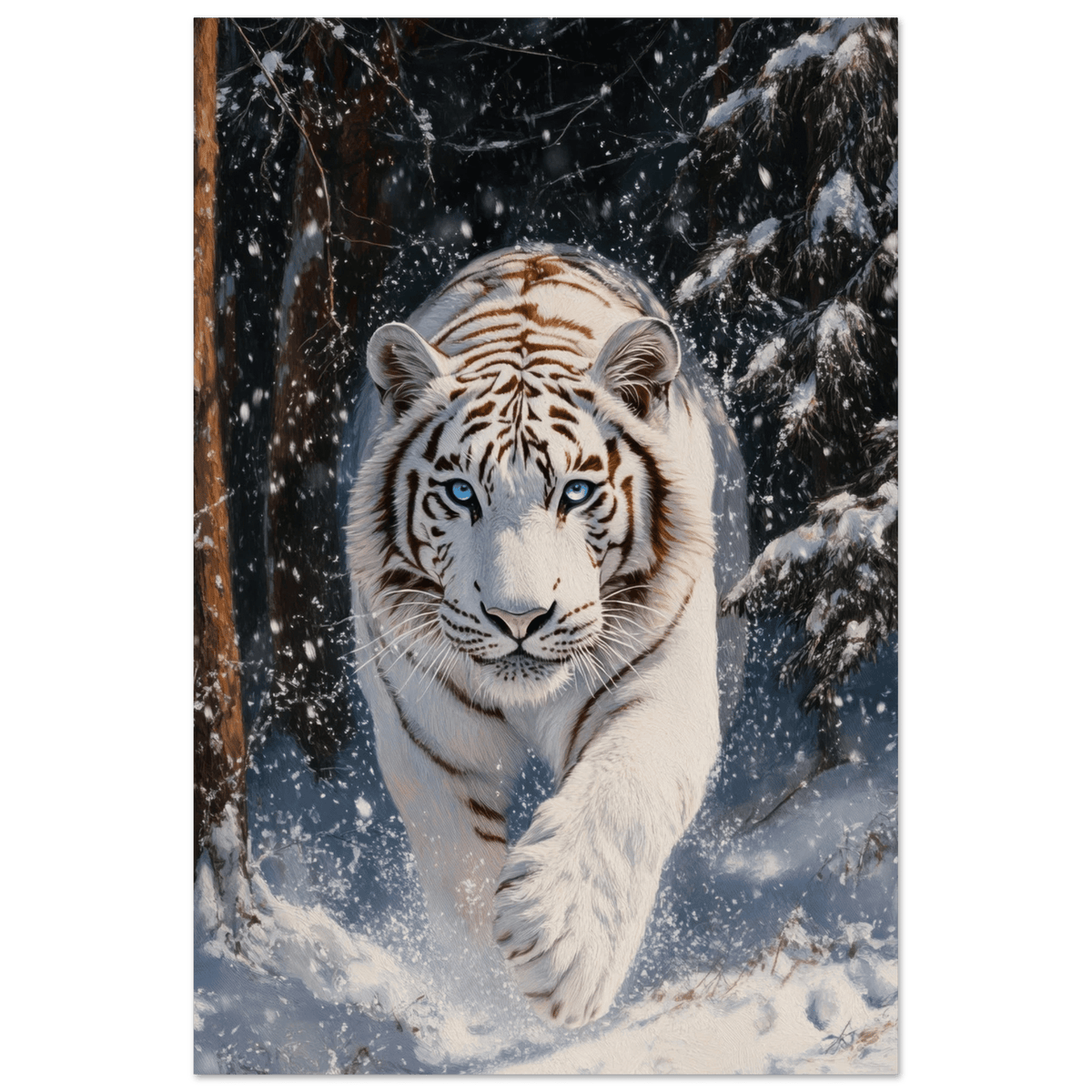 Majestic White Tiger in a Snowy Forest A powerful 3 - Shop Ai Art WebShop - Digital Art online Store