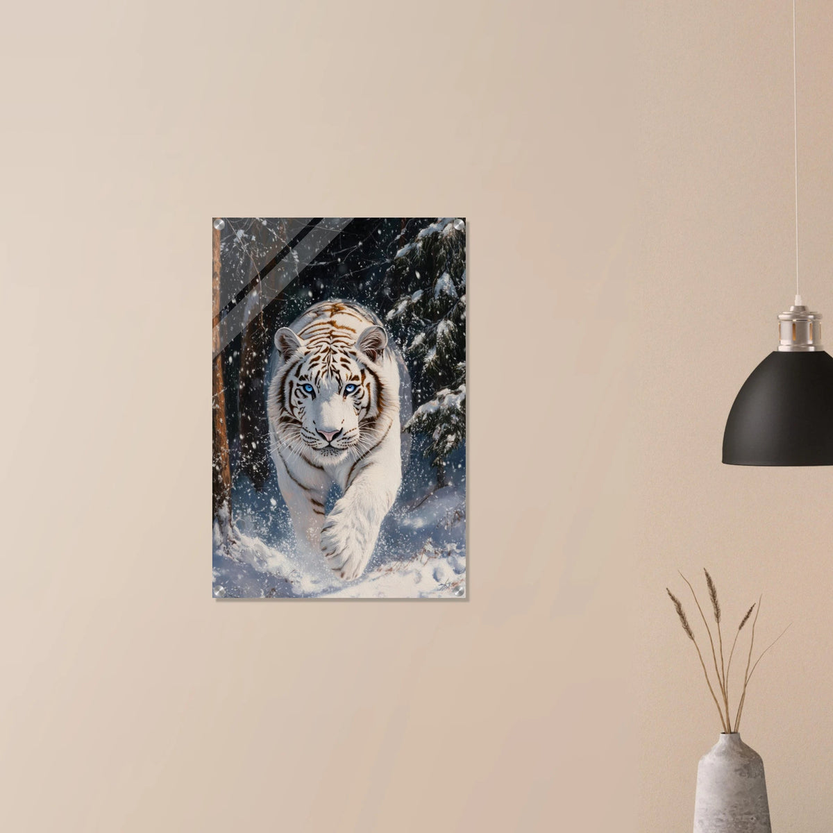 Majestic White Tiger in a Snowy Forest A powerful 3 - Shop Ai Art WebShop - Digital Art online Store