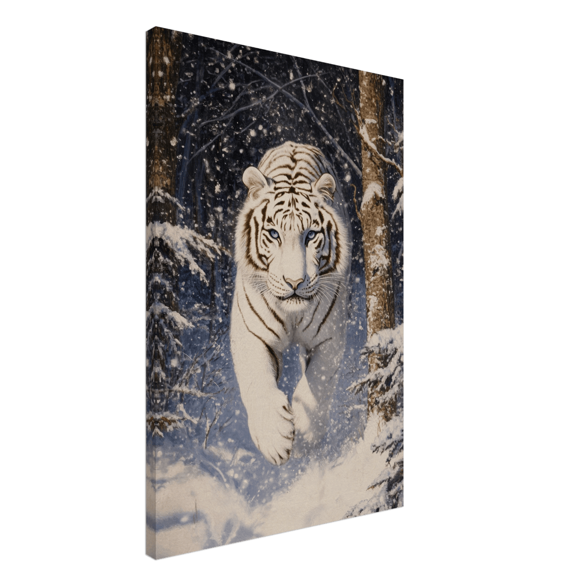 Majestic White Tiger in a Snowy Forest A powerful - Shop Ai Art WebShop - Digital Art online Store