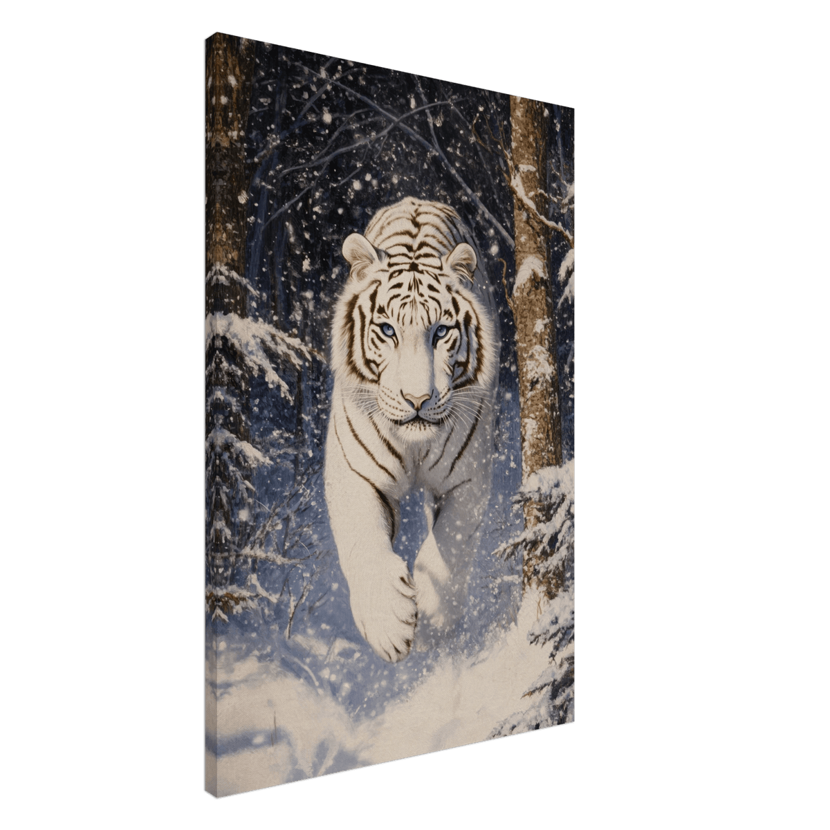 Majestic White Tiger in a Snowy Forest A powerful - Shop Ai Art WebShop - Digital Art online Store