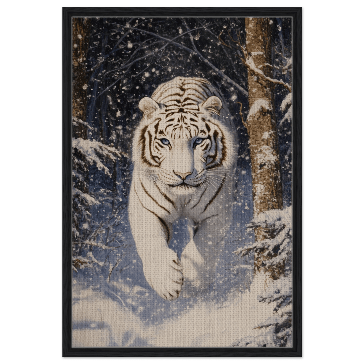 Majestic White Tiger in a Snowy Forest A powerful - Shop Ai Art WebShop - Digital Art online Store