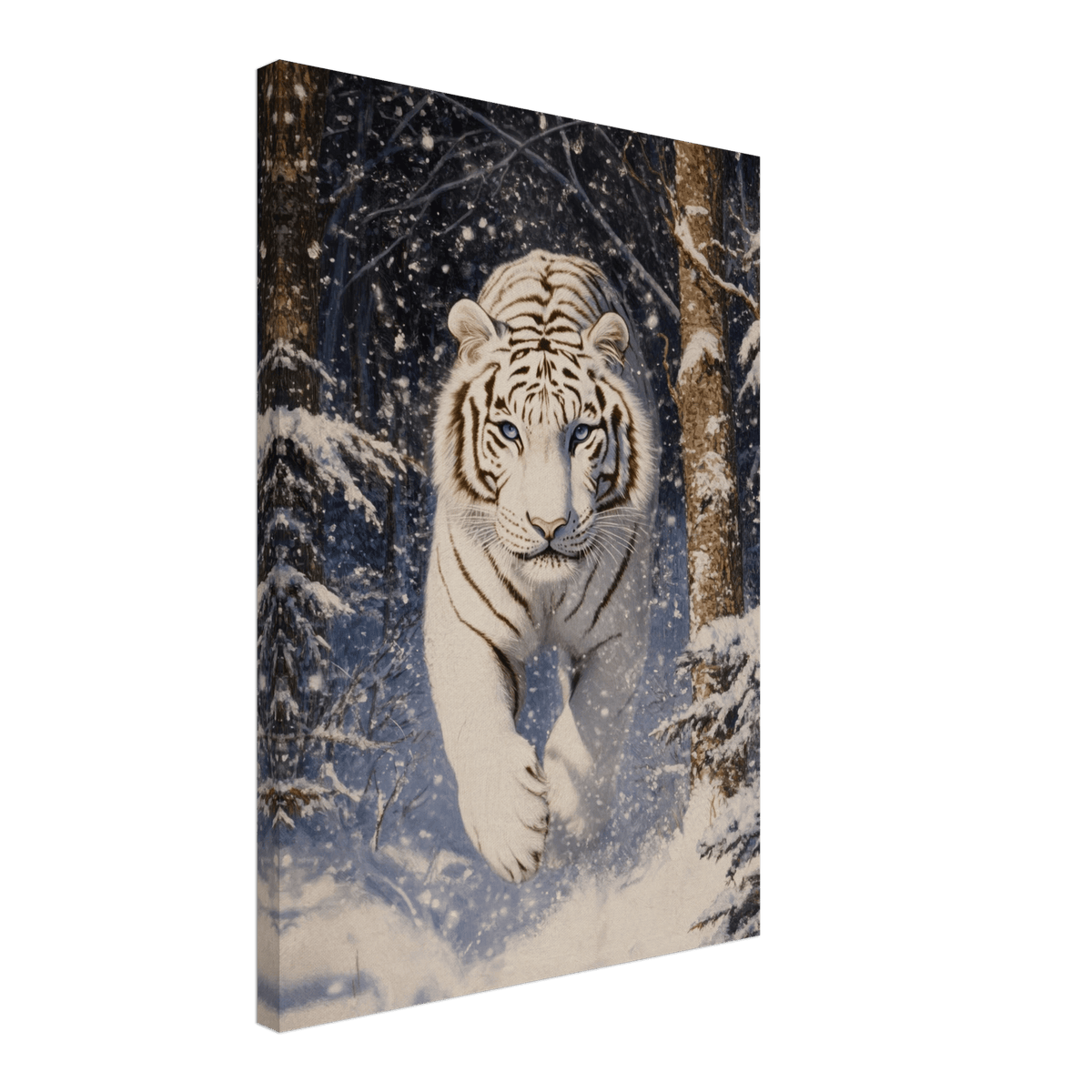 Majestic White Tiger in a Snowy Forest A powerful - Shop Ai Art WebShop - Digital Art online Store