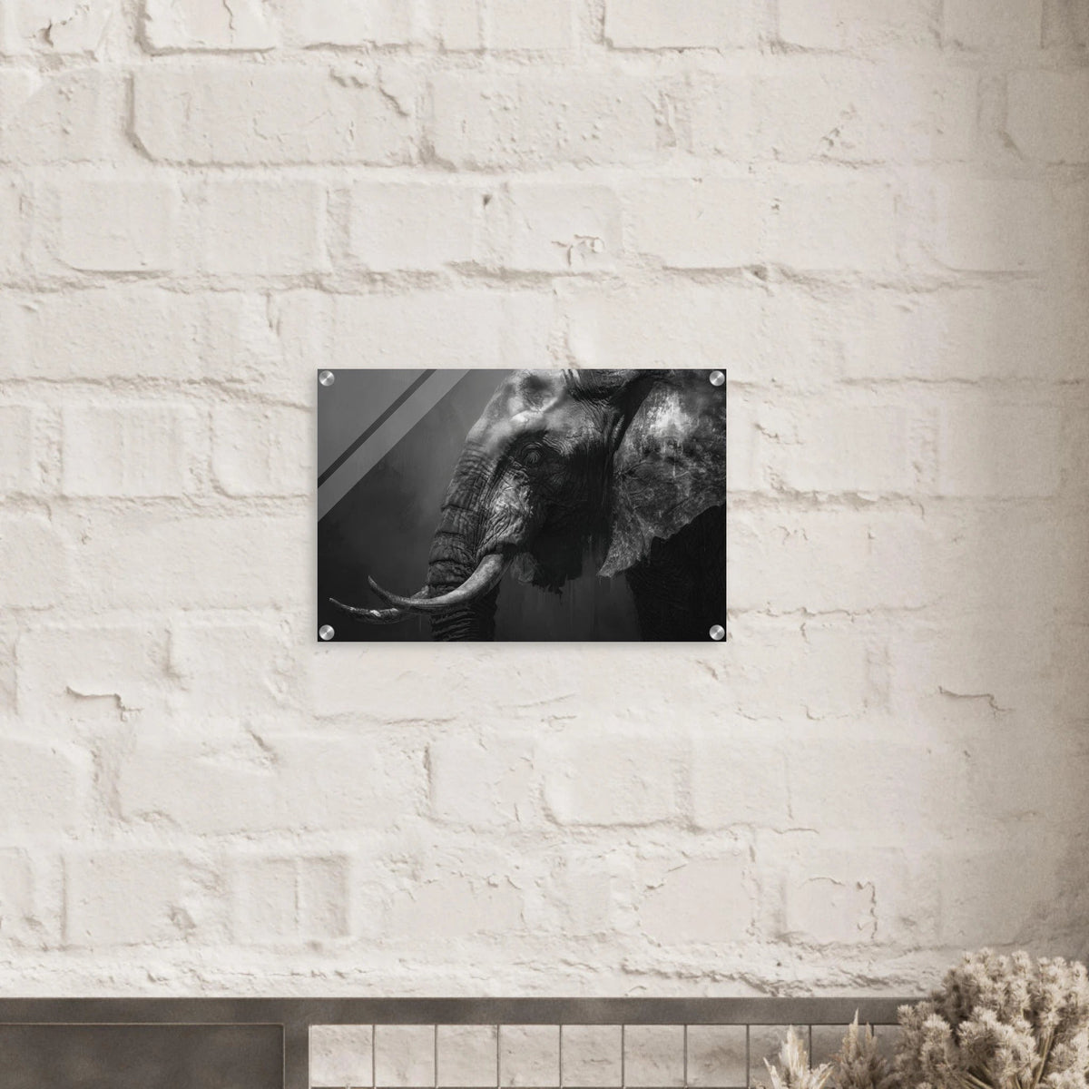 Monochrome Elephant Head Profile Wrinkled Skin 2 - Shop Ai Art WebShop - Digital Art online Store