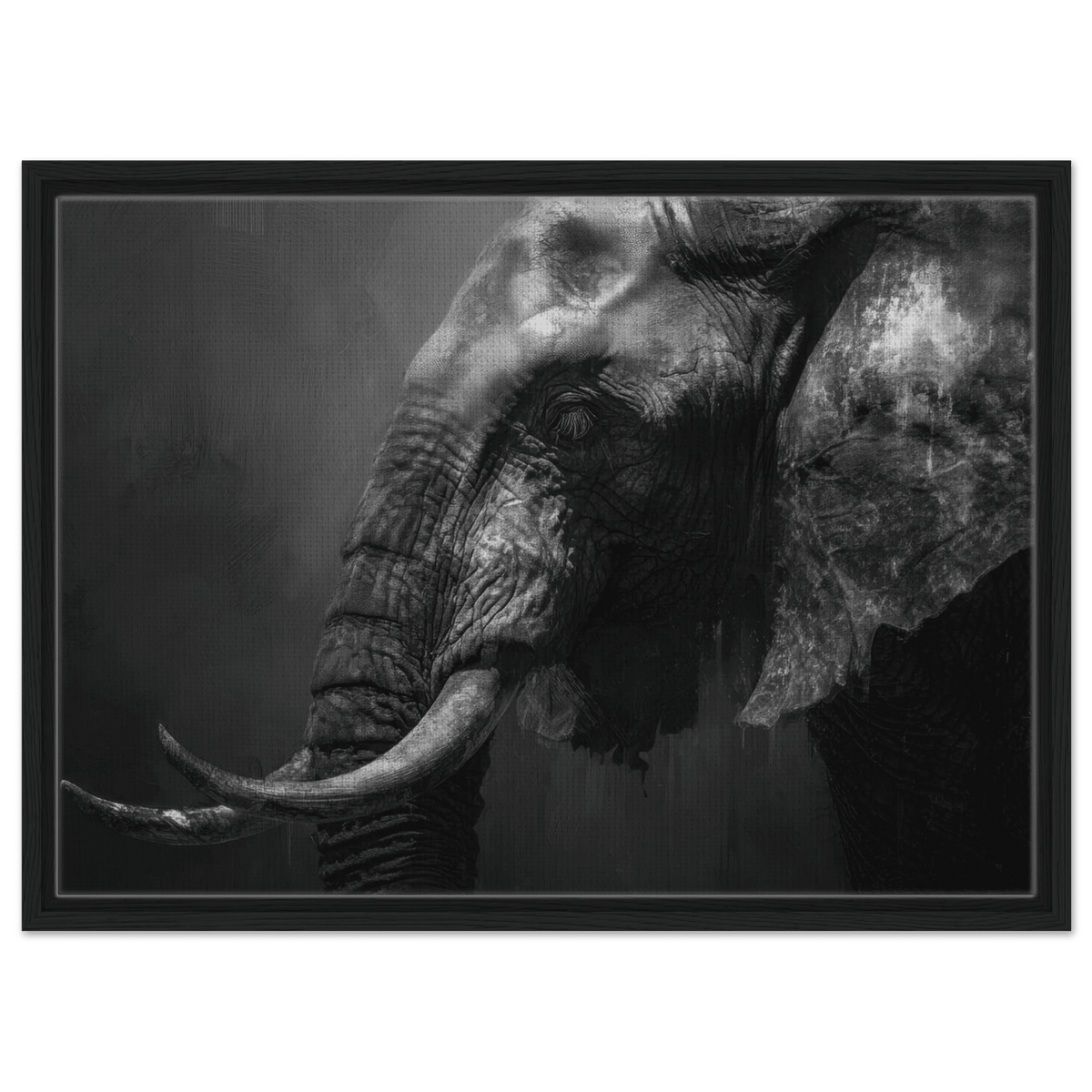 Monochrome Elephant Head Profile Wrinkled Skin 2 - Shop Ai Art WebShop - Digital Art online Store