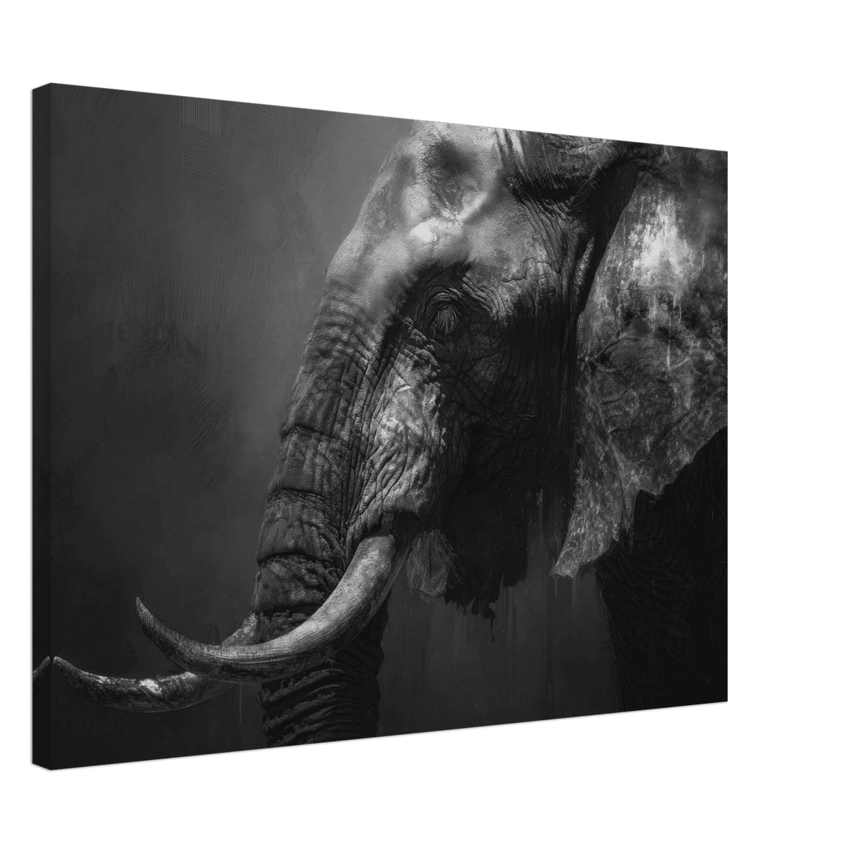 Monochrome Elephant Head Profile Wrinkled Skin 2 - Shop Ai Art WebShop - Digital Art online Store