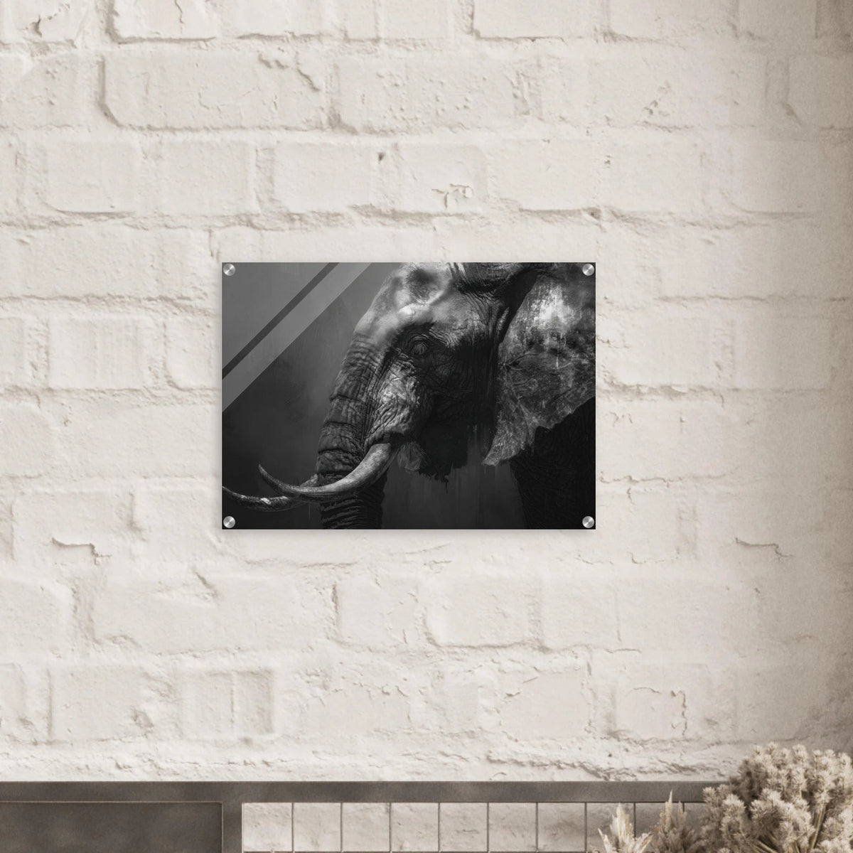 Monochrome Elephant Head Profile Wrinkled Skin 2 - Shop Ai Art WebShop - Digital Art online Store