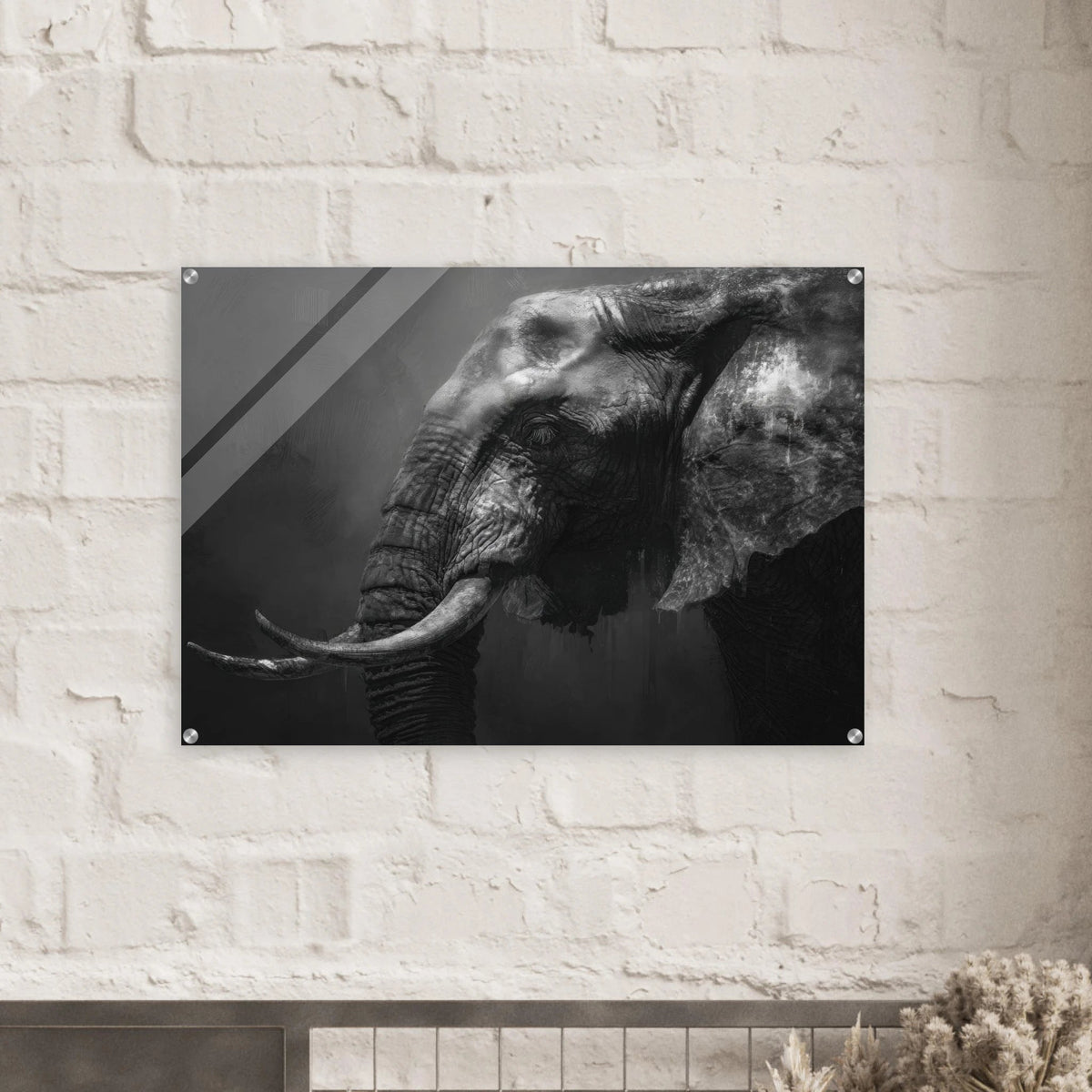 Monochrome Elephant Head Profile Wrinkled Skin 2 - Shop Ai Art WebShop - Digital Art online Store