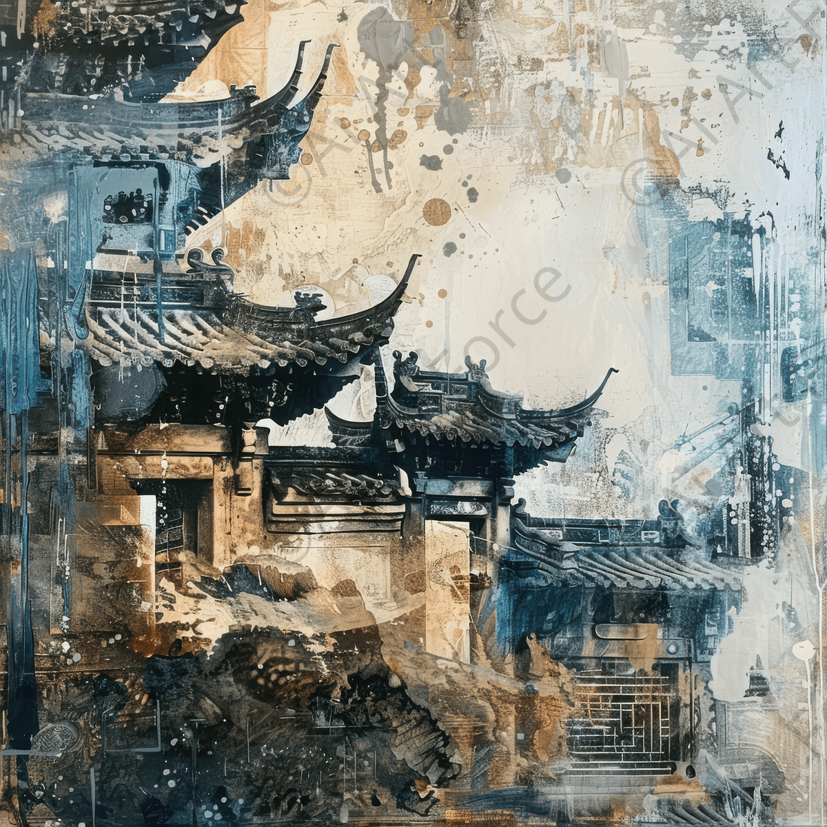 Old culture of China in abstract style 5 - Shop Ai Art WebShop - Digital Art online Store