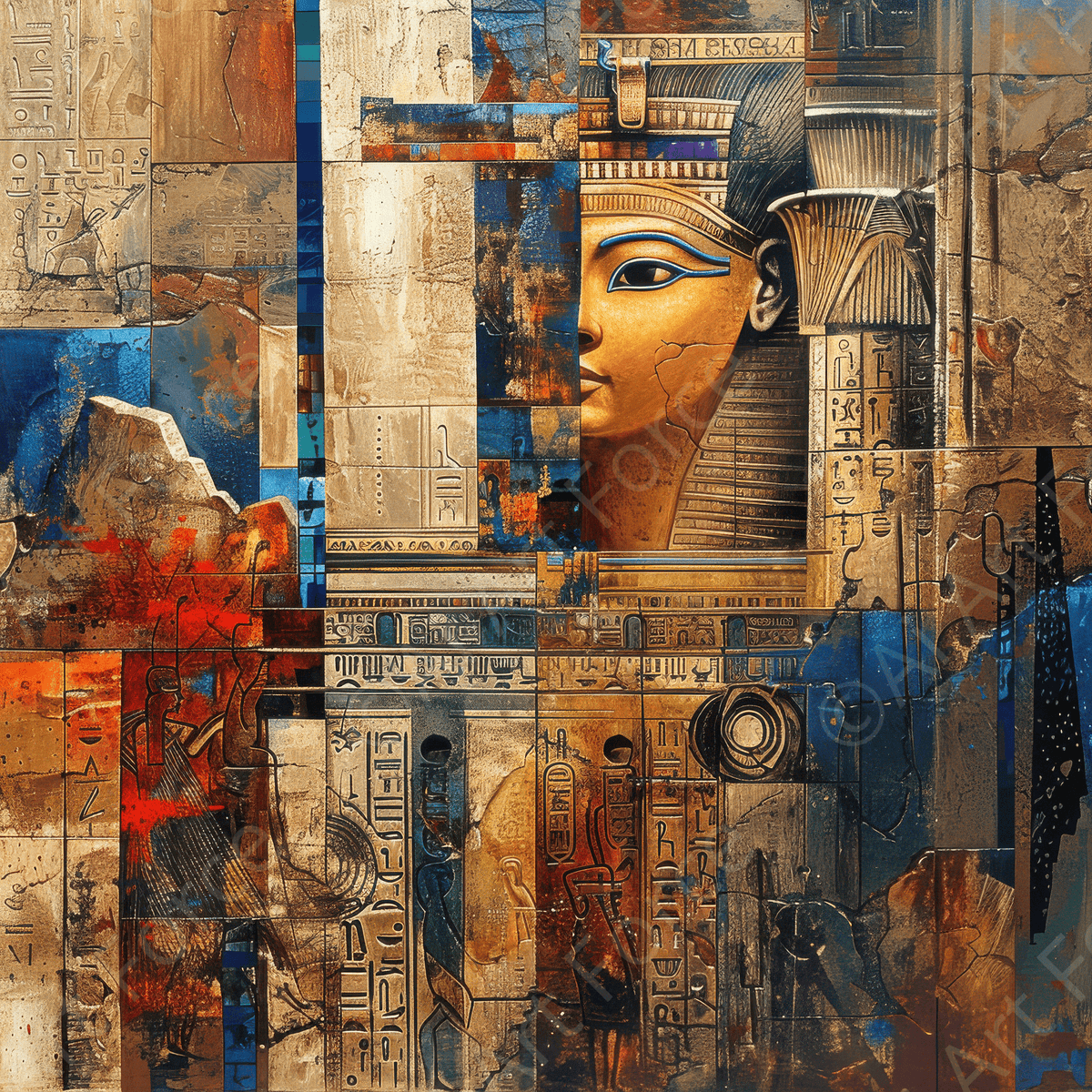 Old culture of Egypt in abstract style - Shop Ai Art WebShop - Digital Art online Store