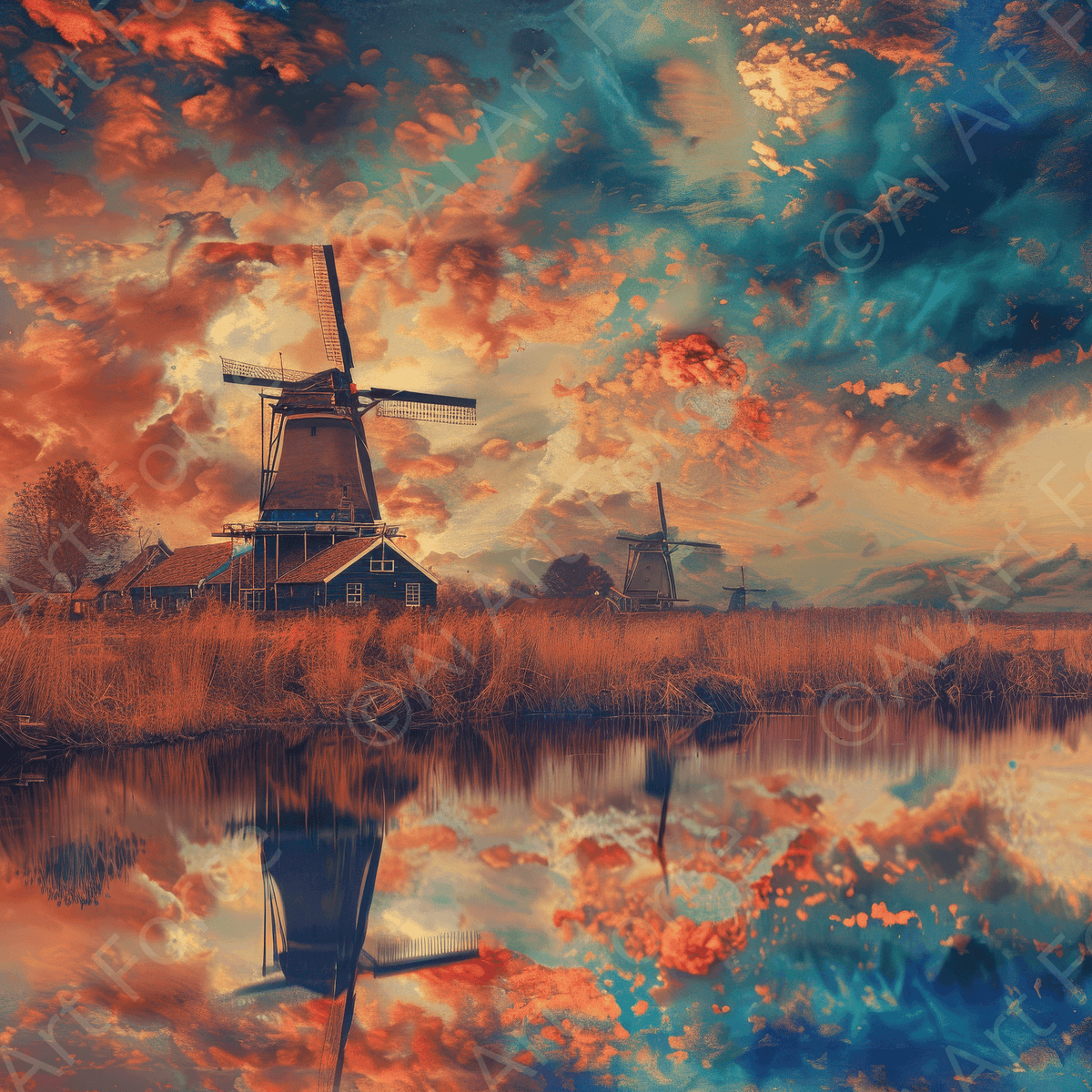 Old culture of the Netherlands in abstract style 3 - Shop Ai Art WebShop - Digital Art online Store