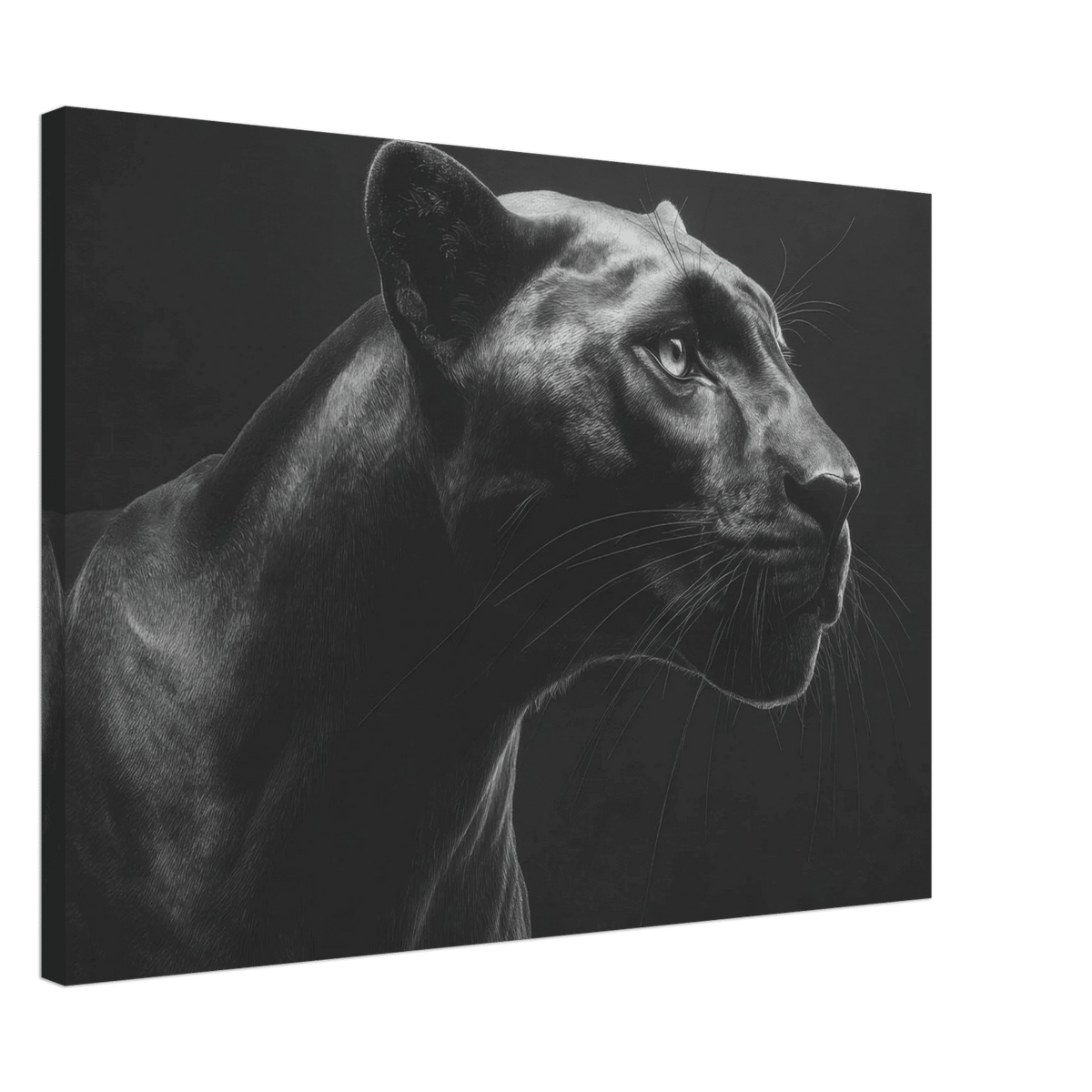 Panther Head in Monochrome Side Profile 1 - Shop Ai Art WebShop - Digital Art online Store